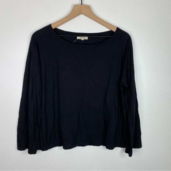 Madewell Libretto Wide-Sleeve Boat Neck Loose Fit Knit Top in Black EUC - Picture 4 of 10